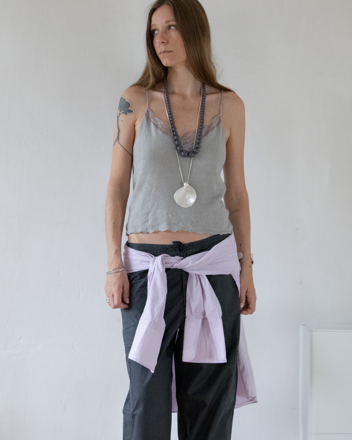 1970s Beaded Necklace (Gray)