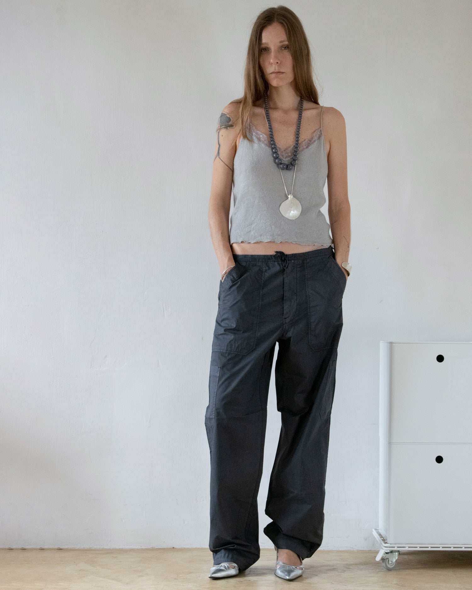 1970s Beaded Necklace (Gray)