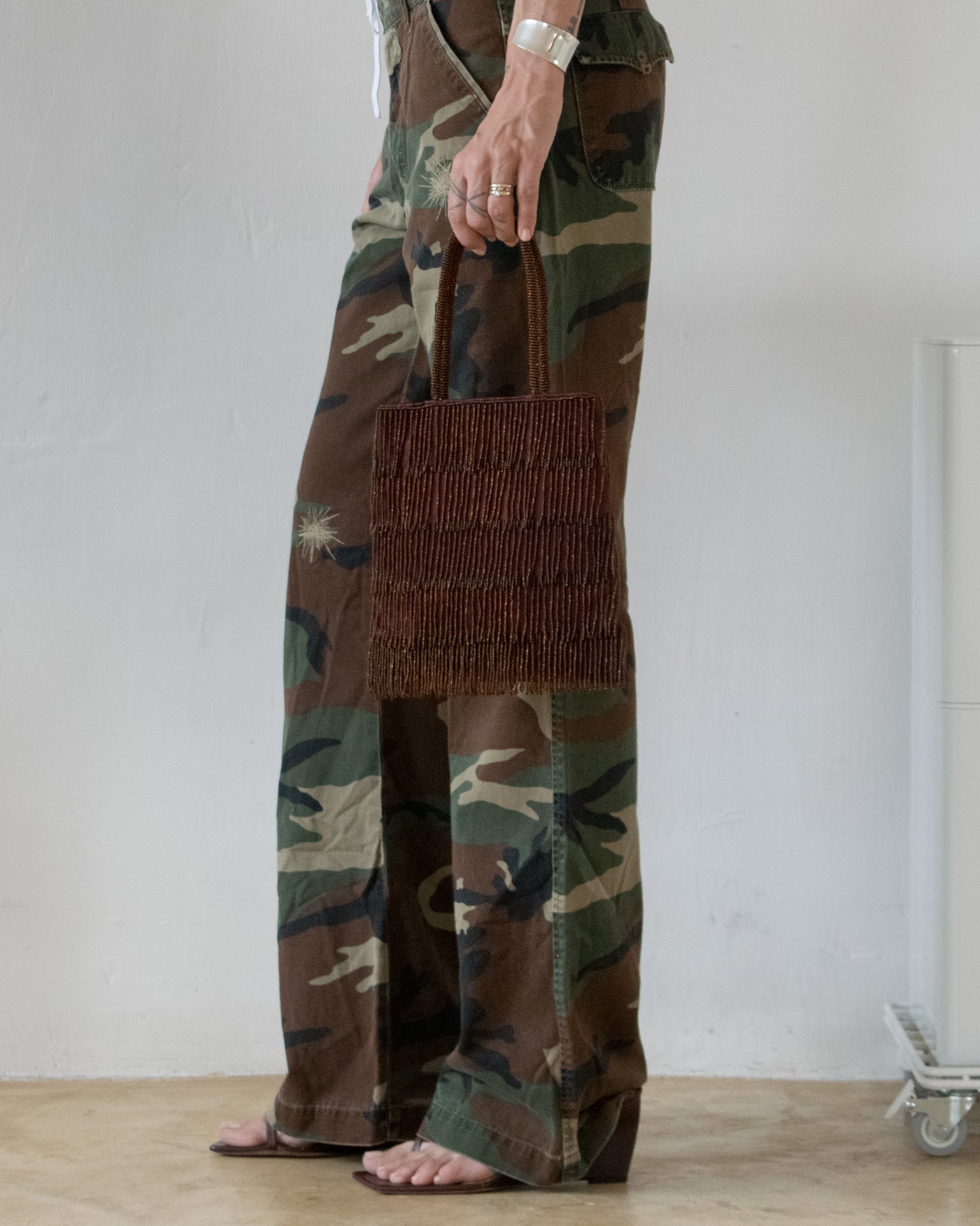 Silk Beaded Bag (Mahogany)