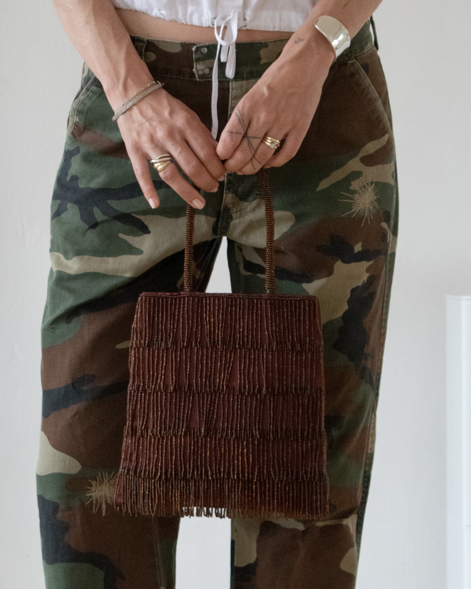 Silk Beaded Bag (Mahogany)