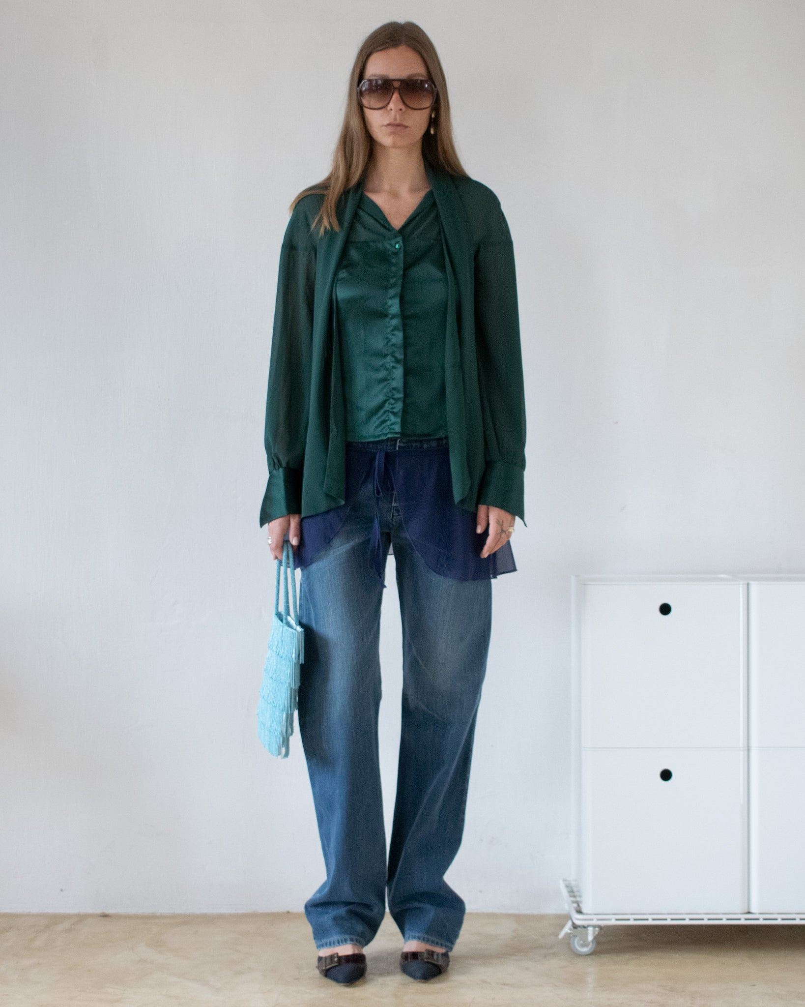 Green Scarf Blouse