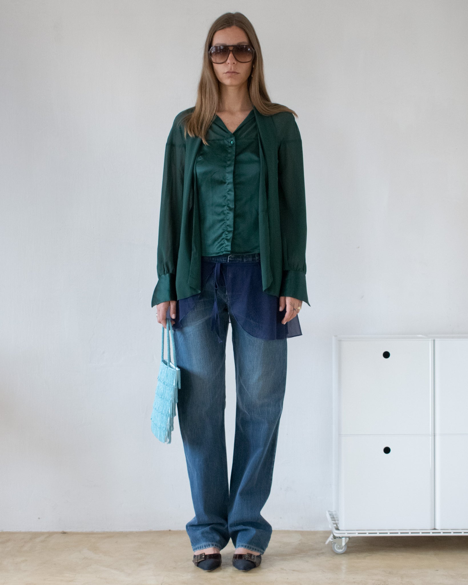 Green Scarf Blouse