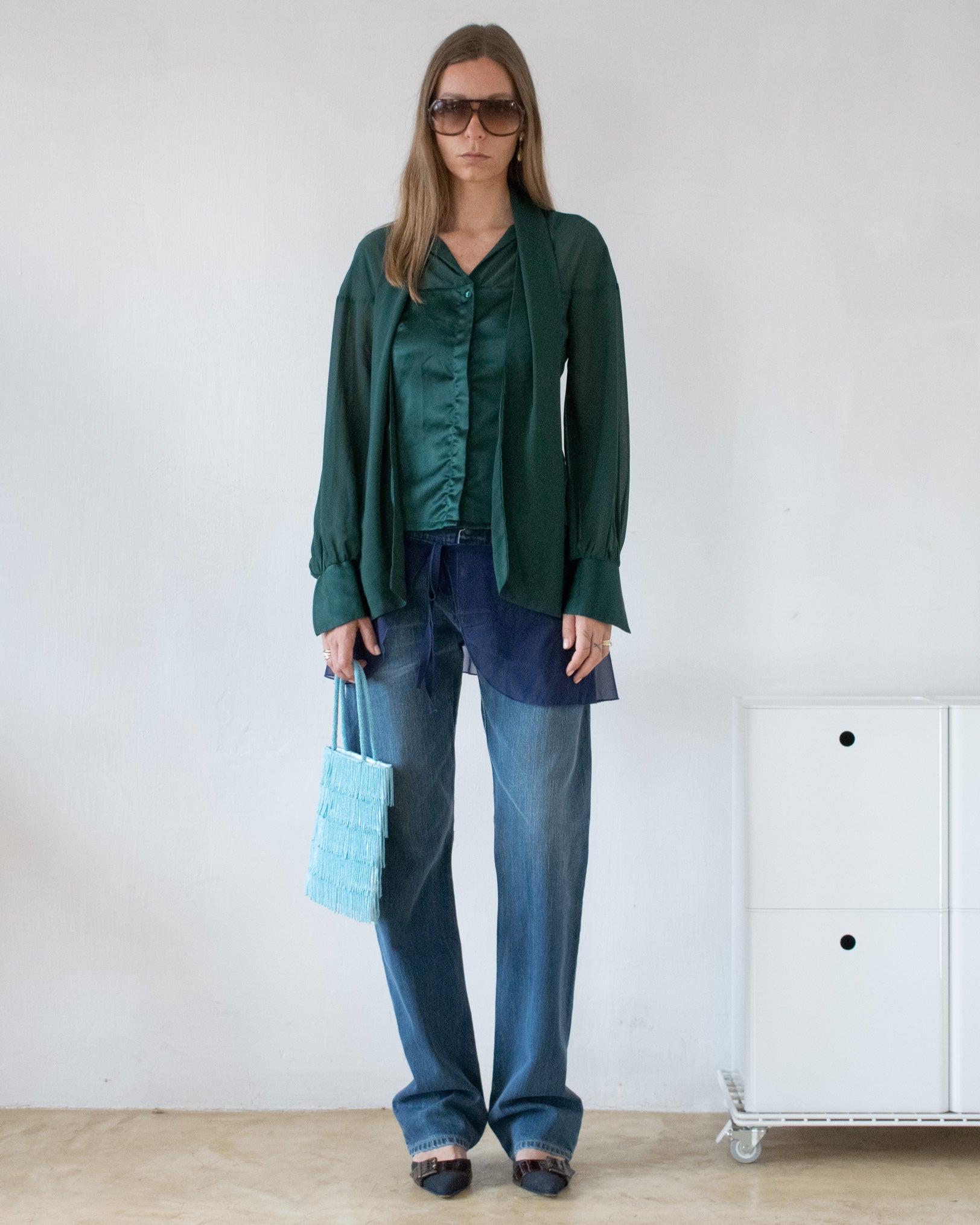 Green Scarf Blouse