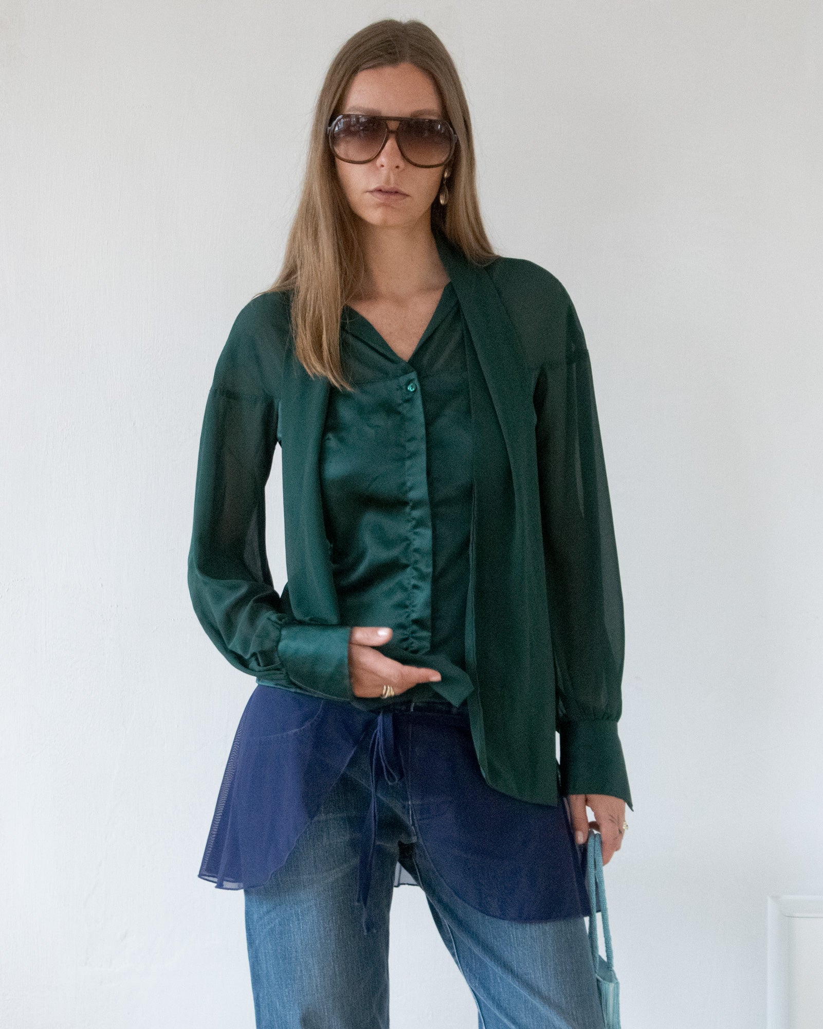Green Scarf Blouse