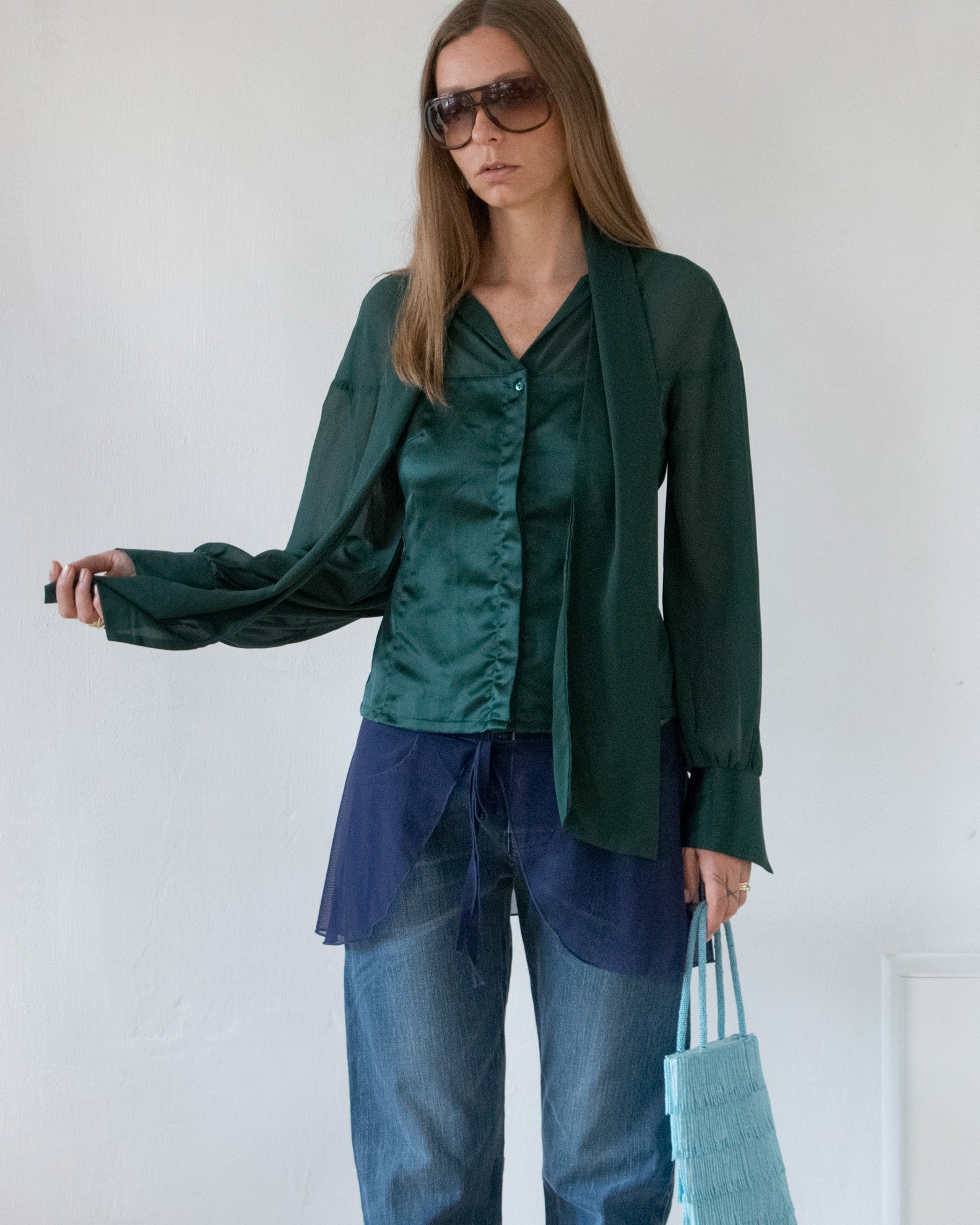 Green Scarf Blouse