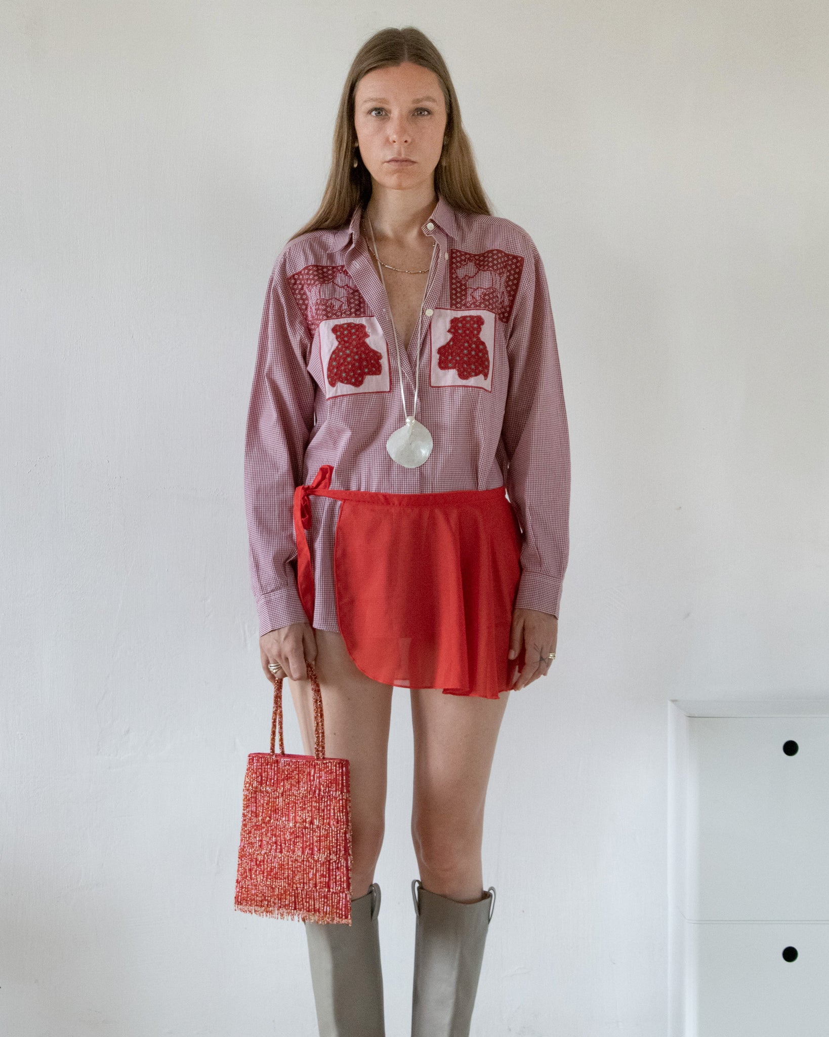 Embroidered Gingham Shirt