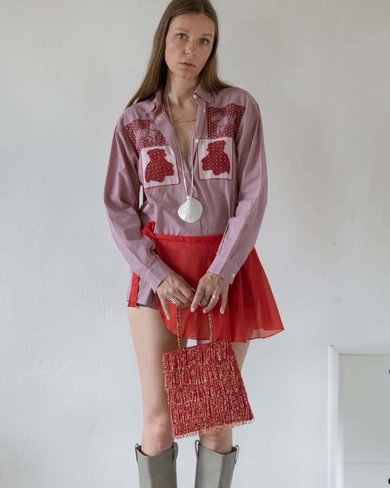 Embroidered Gingham Shirt