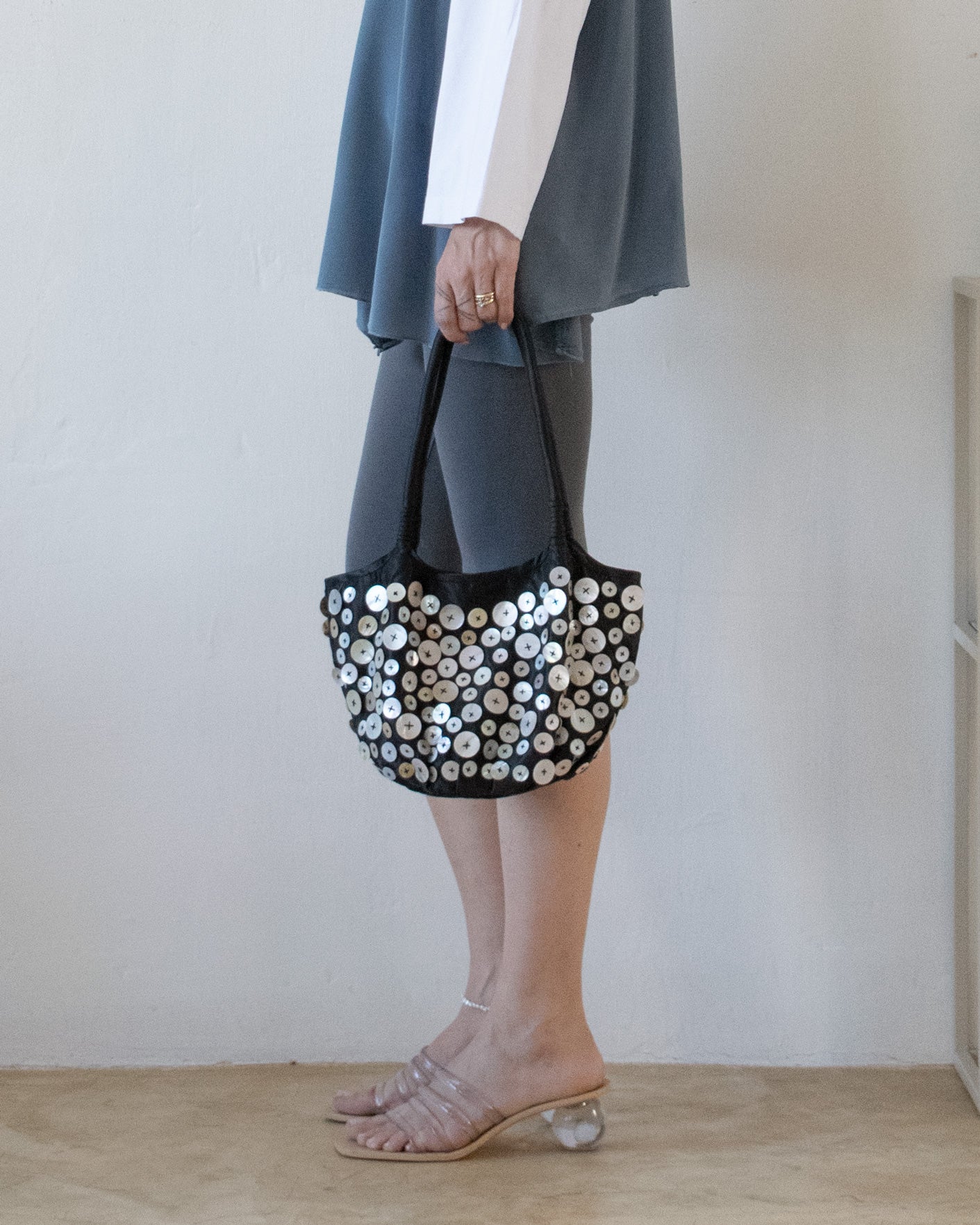 Taffeta Embellished Bag (Black)