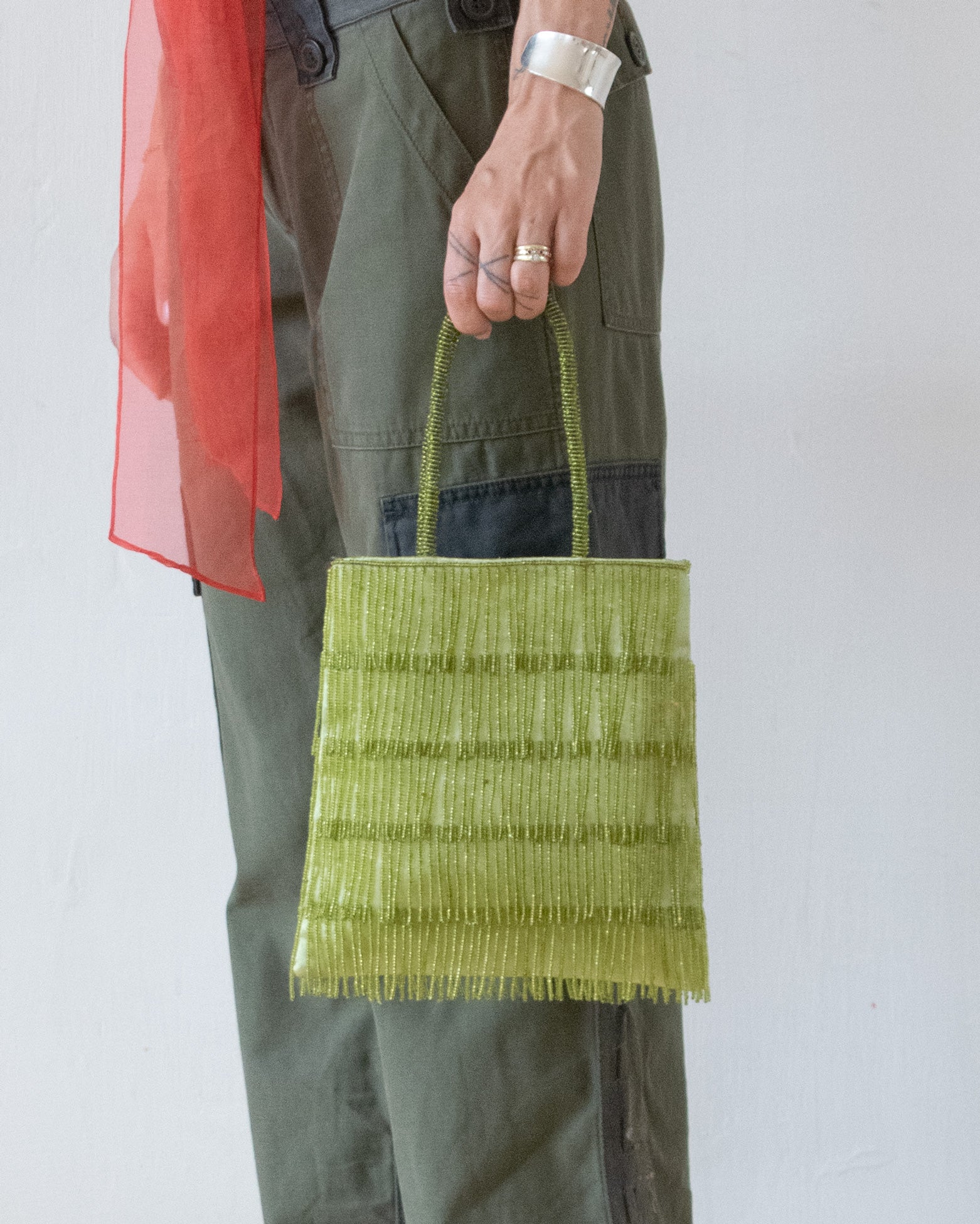 Silk Beaded Bag (Chartreuse)