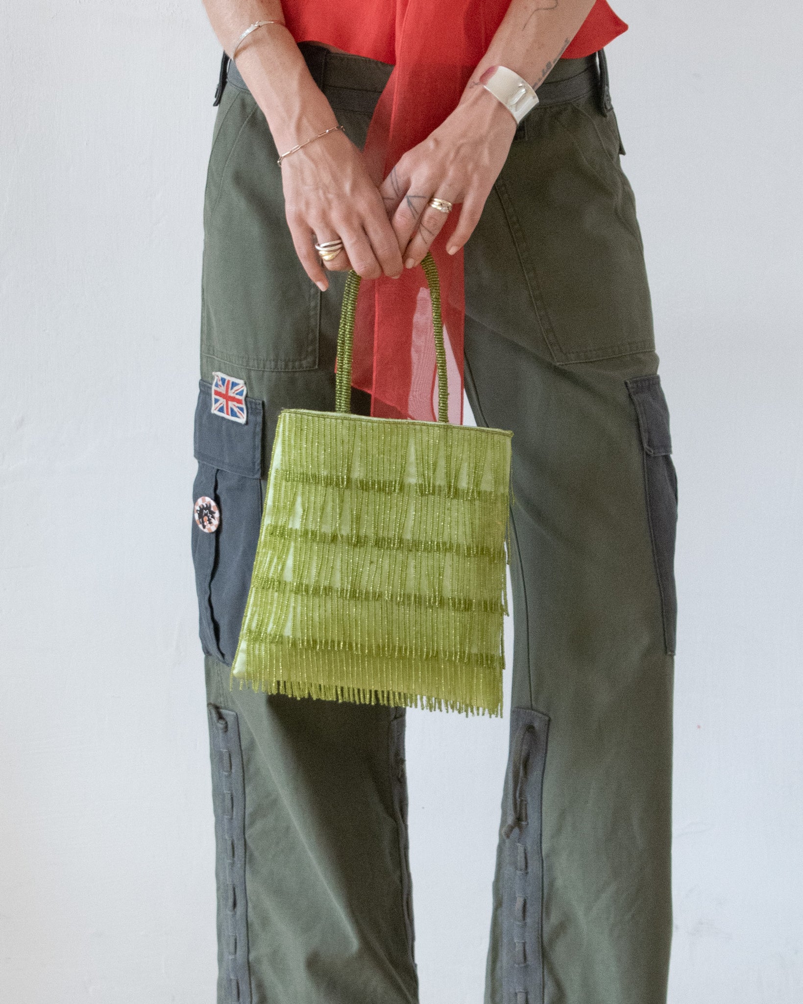Silk Beaded Bag (Chartreuse)