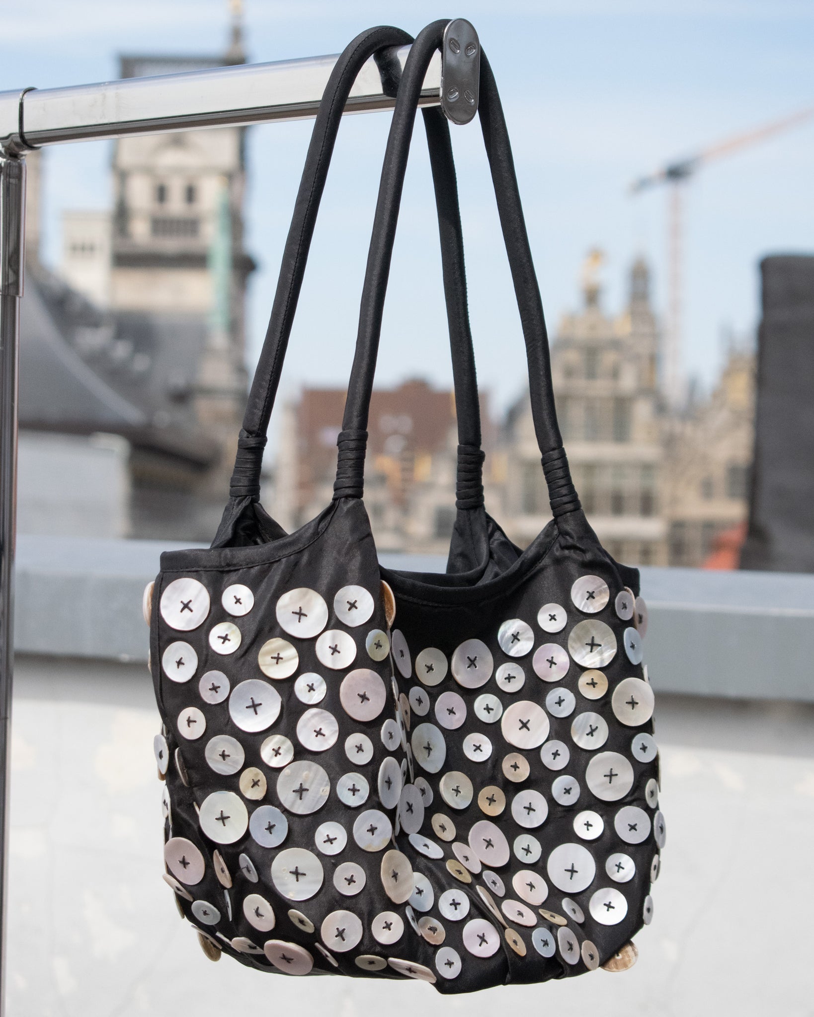 Taffeta Embellished Bag (Black)