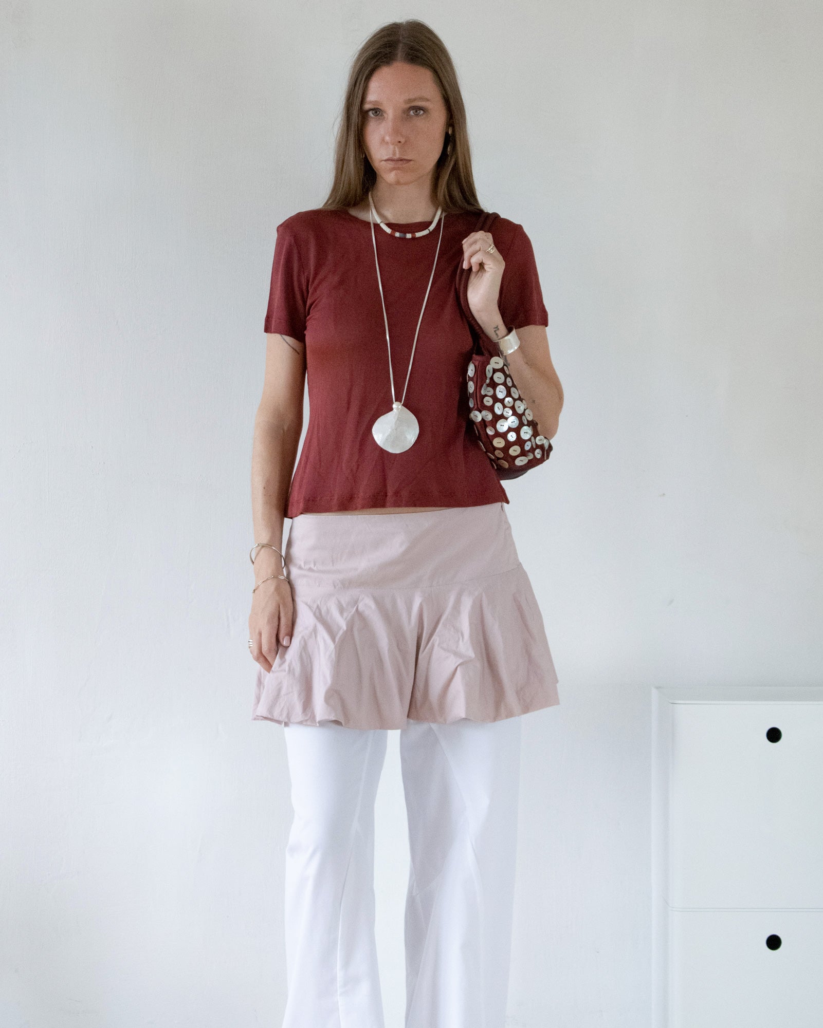 Taffeta Embellished Bag (Burgundy)
