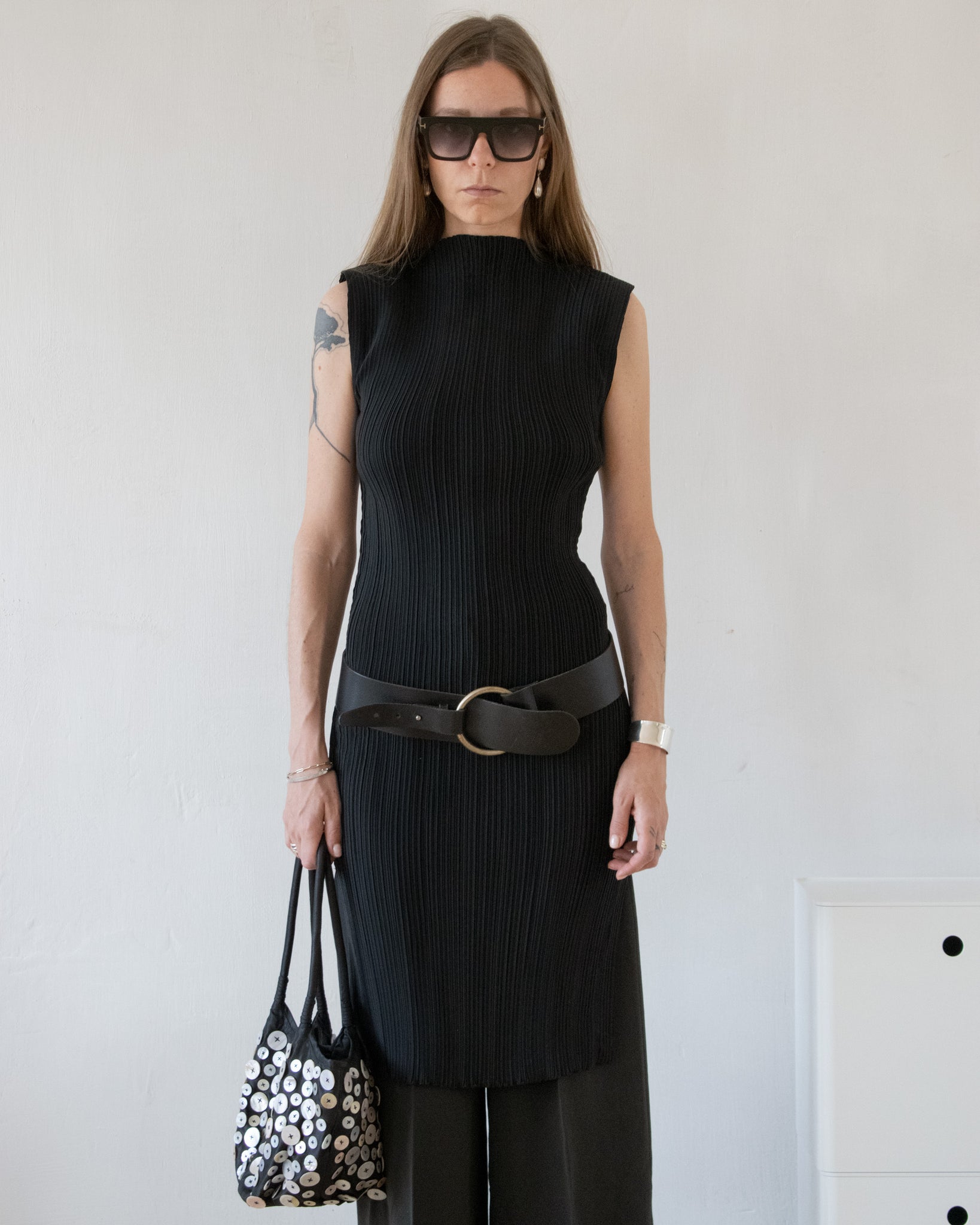 Black Plissé Dress