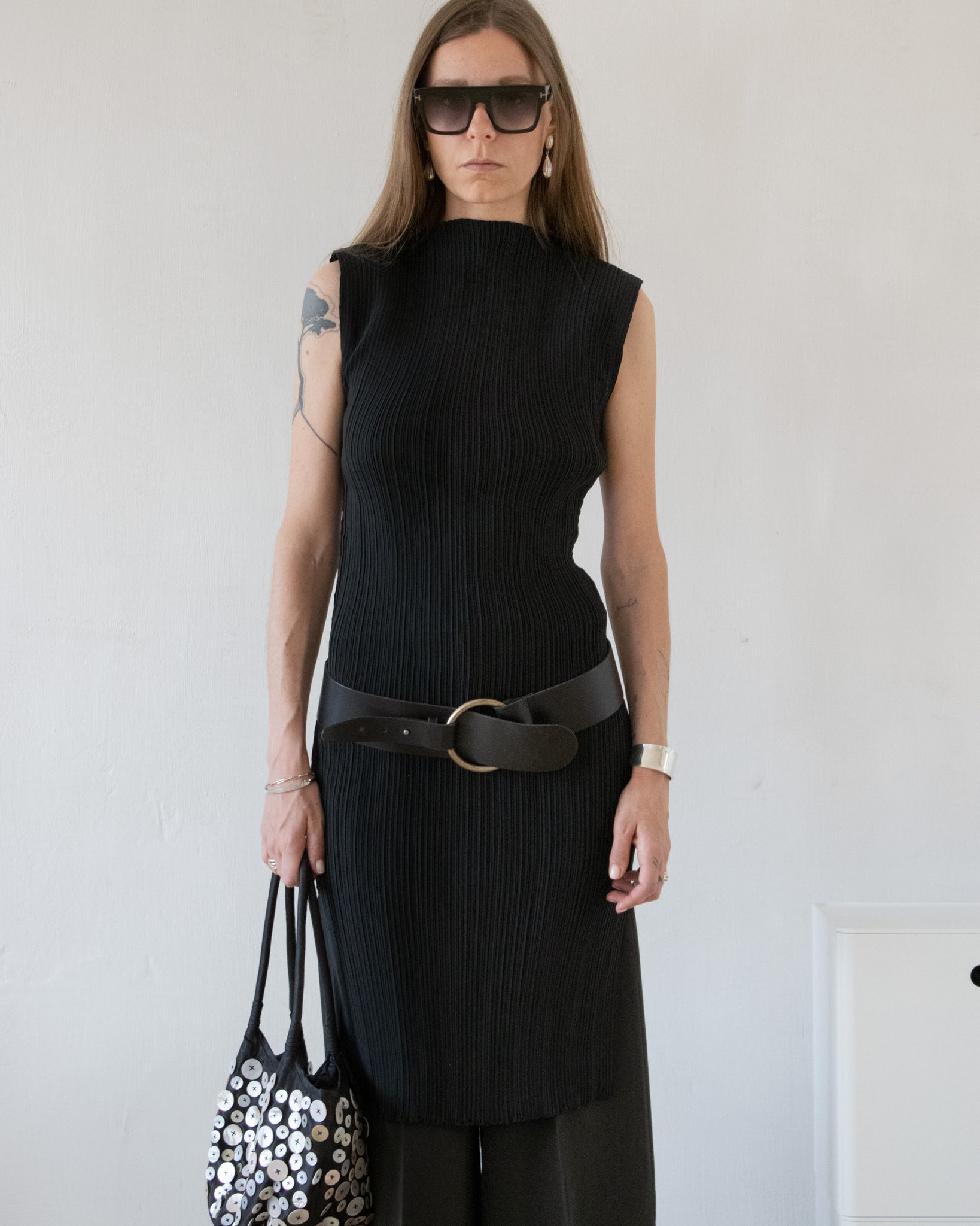 Black Plissé Dress