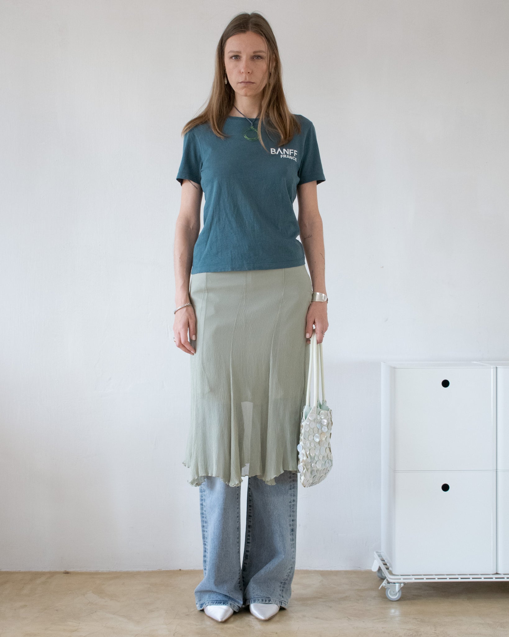 Sage Silk Skirt