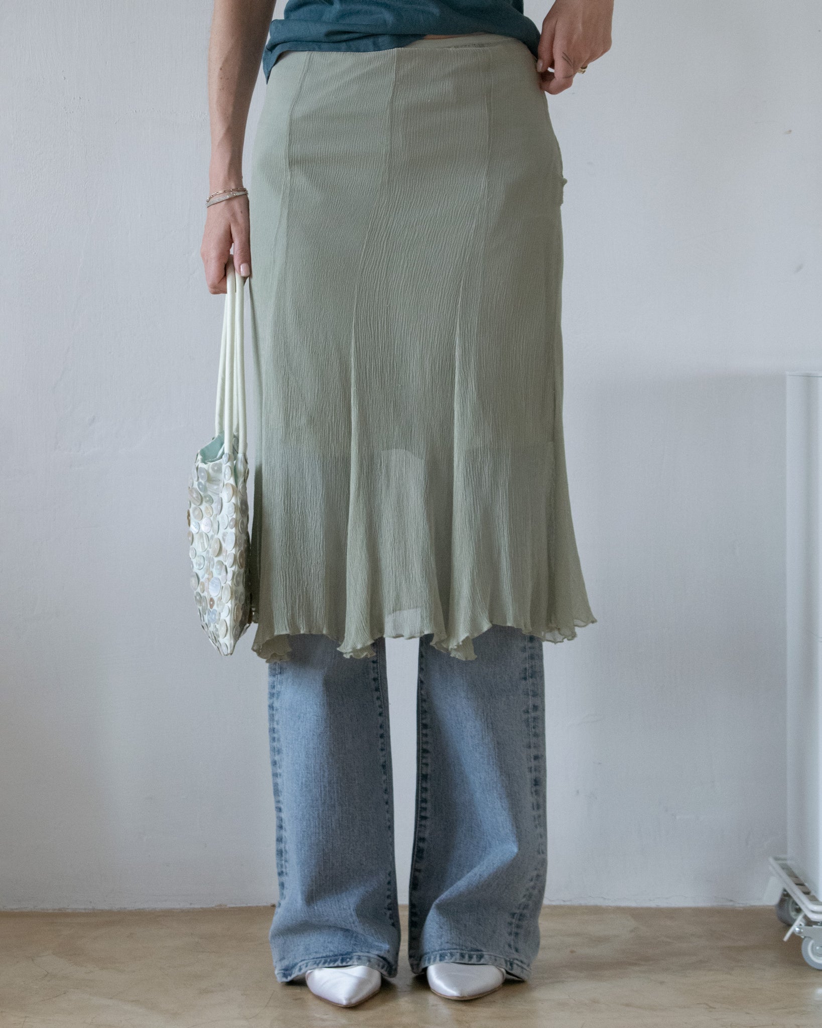 Sage Silk Skirt