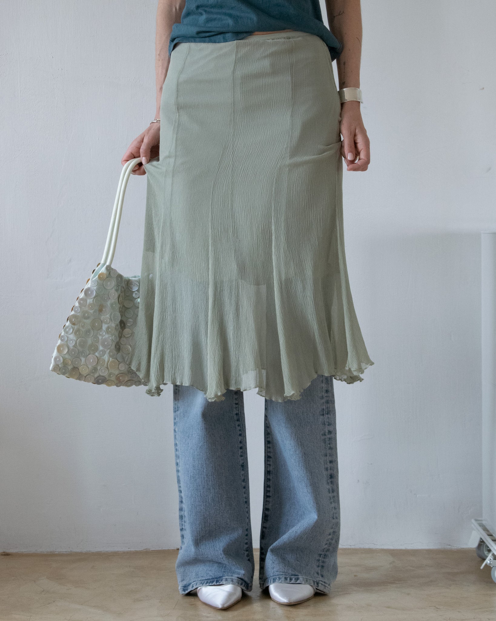 Sage Silk Skirt