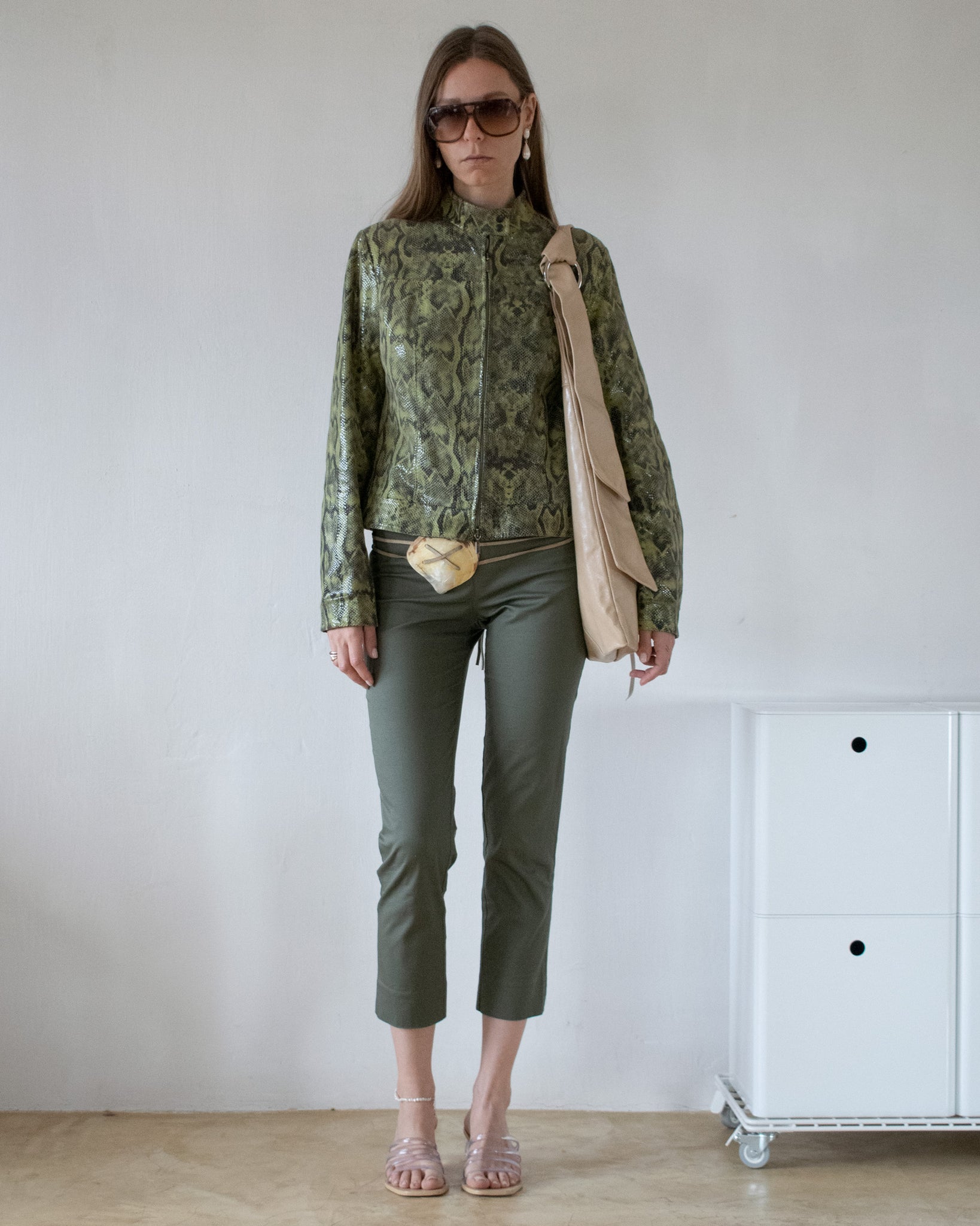 Snake Embossed Leather Jacket
