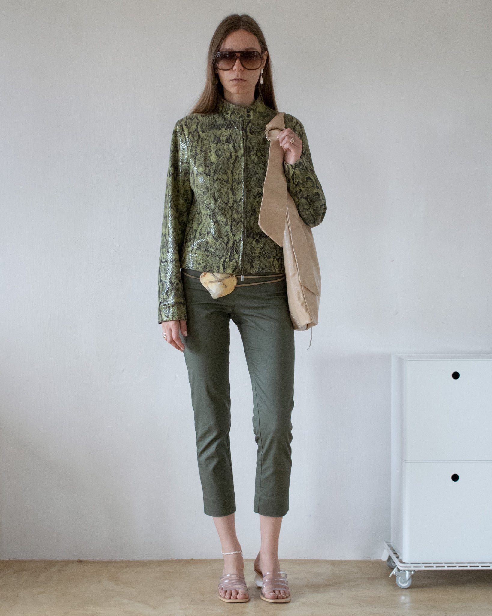 Snake Embossed Leather Jacket