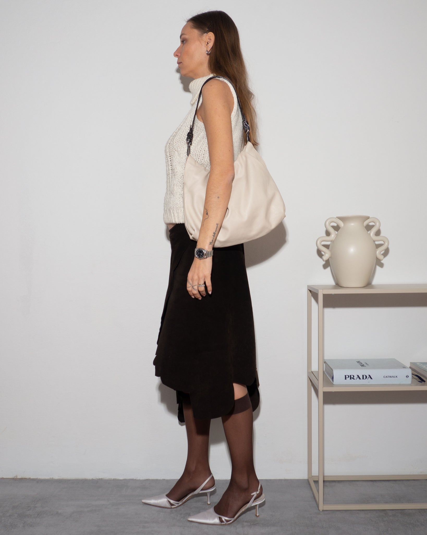 Asymmetric Suede Skirt