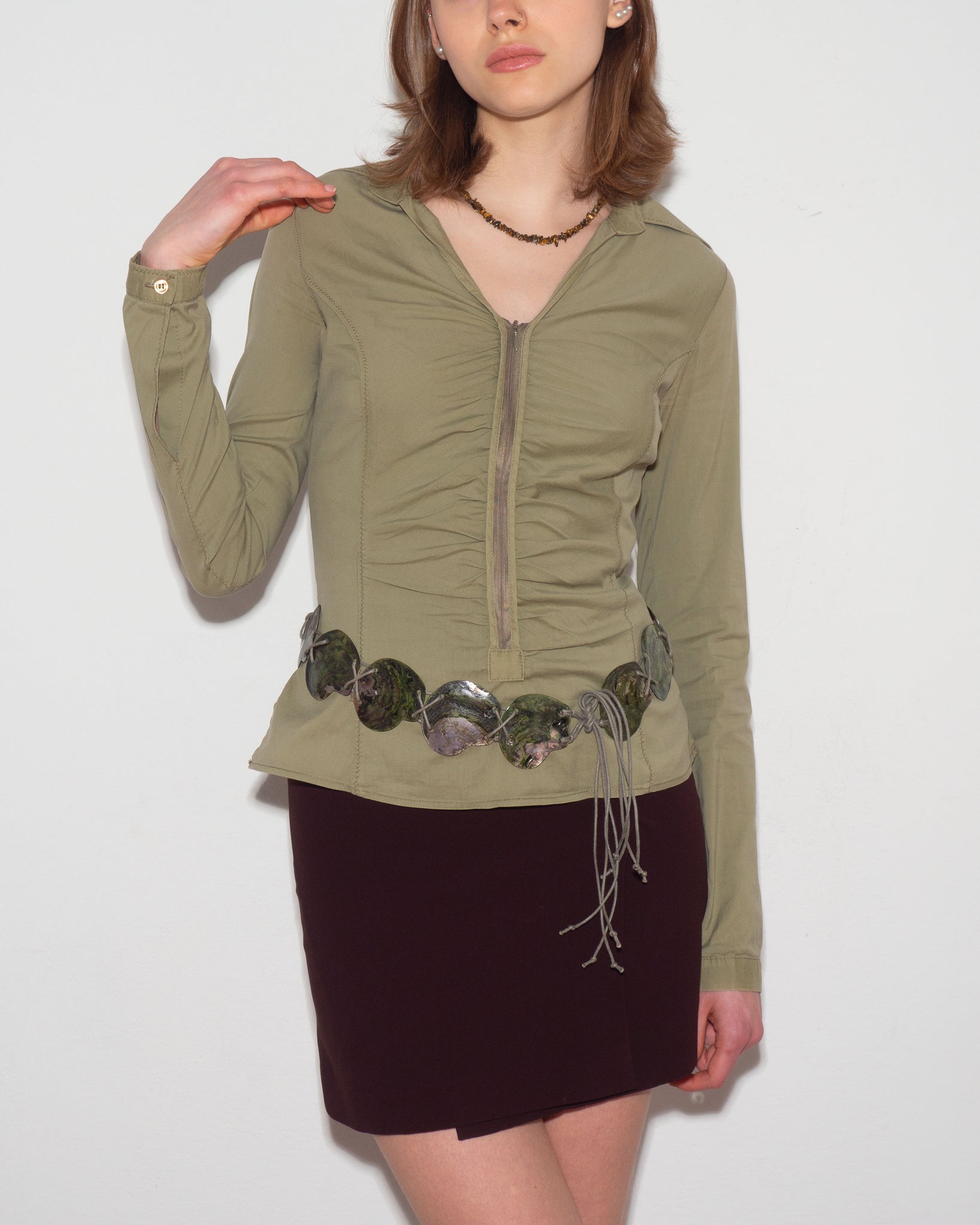 Olive Zip Blouse