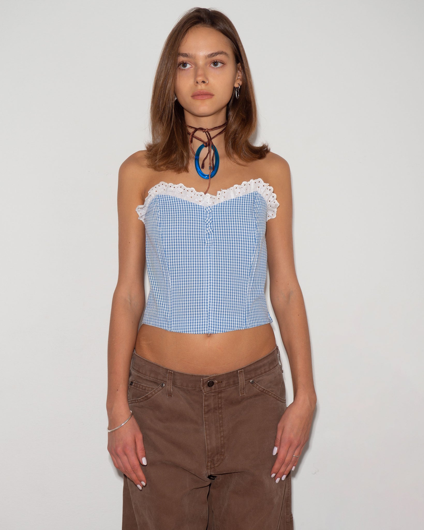 Gingham Lace Corset