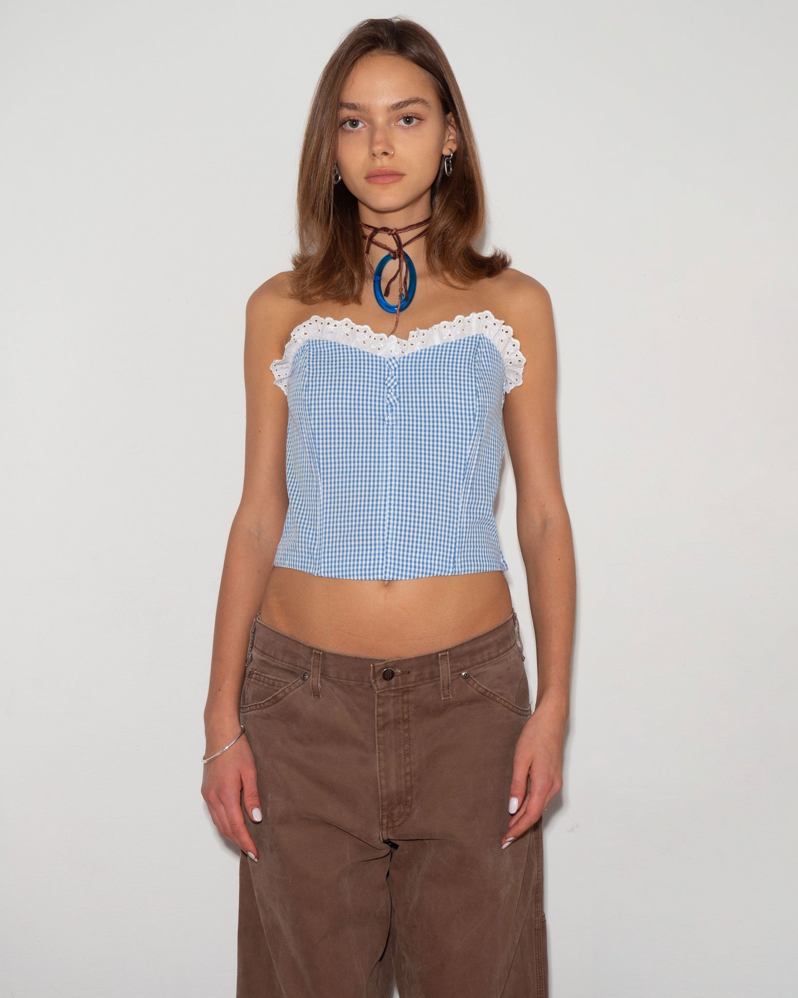 Gingham Lace Corset