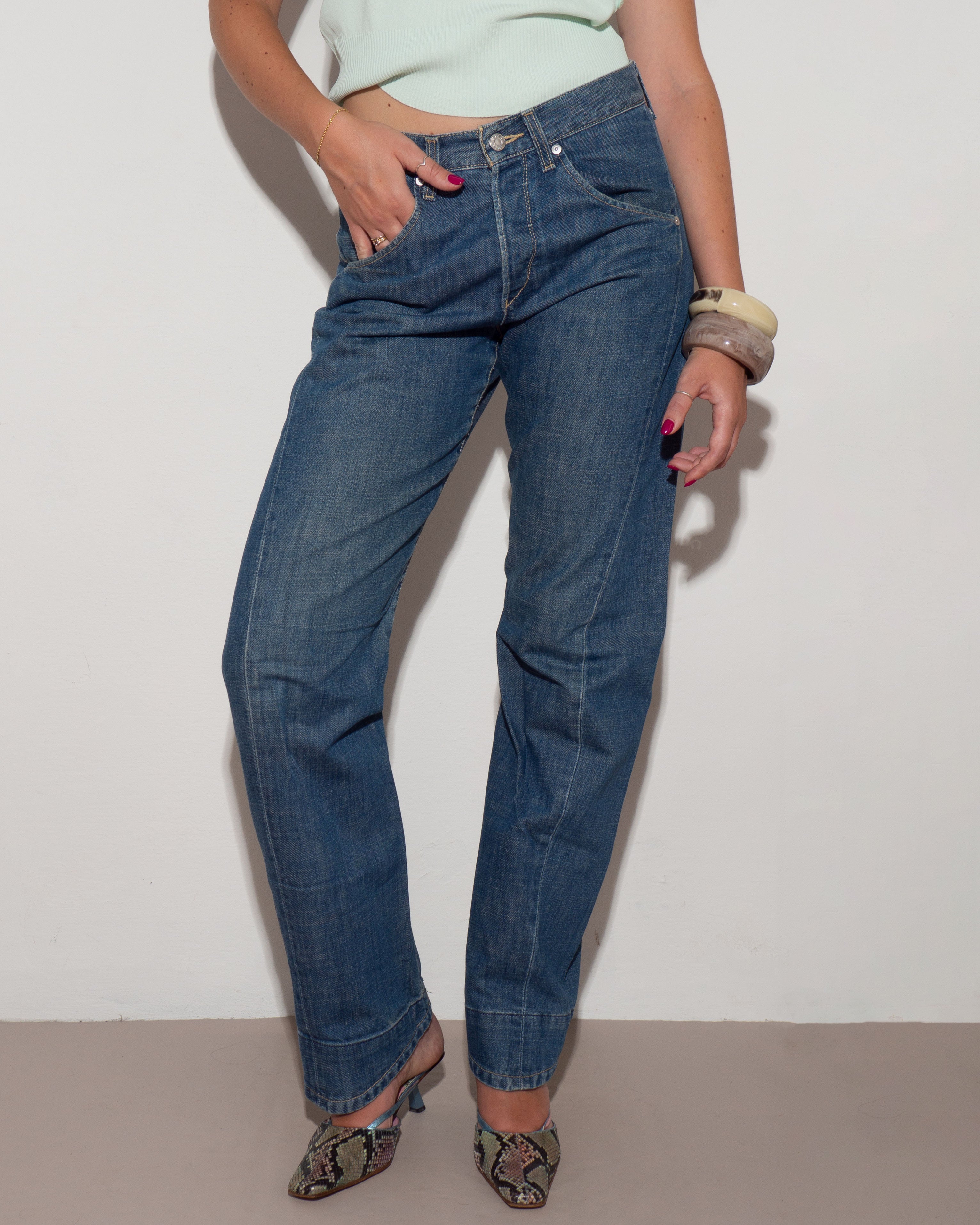 Levi's Engineered Jeans 28 ライトブルー Rare Levi's Engineered Twisted Leg Light Blue Distressed