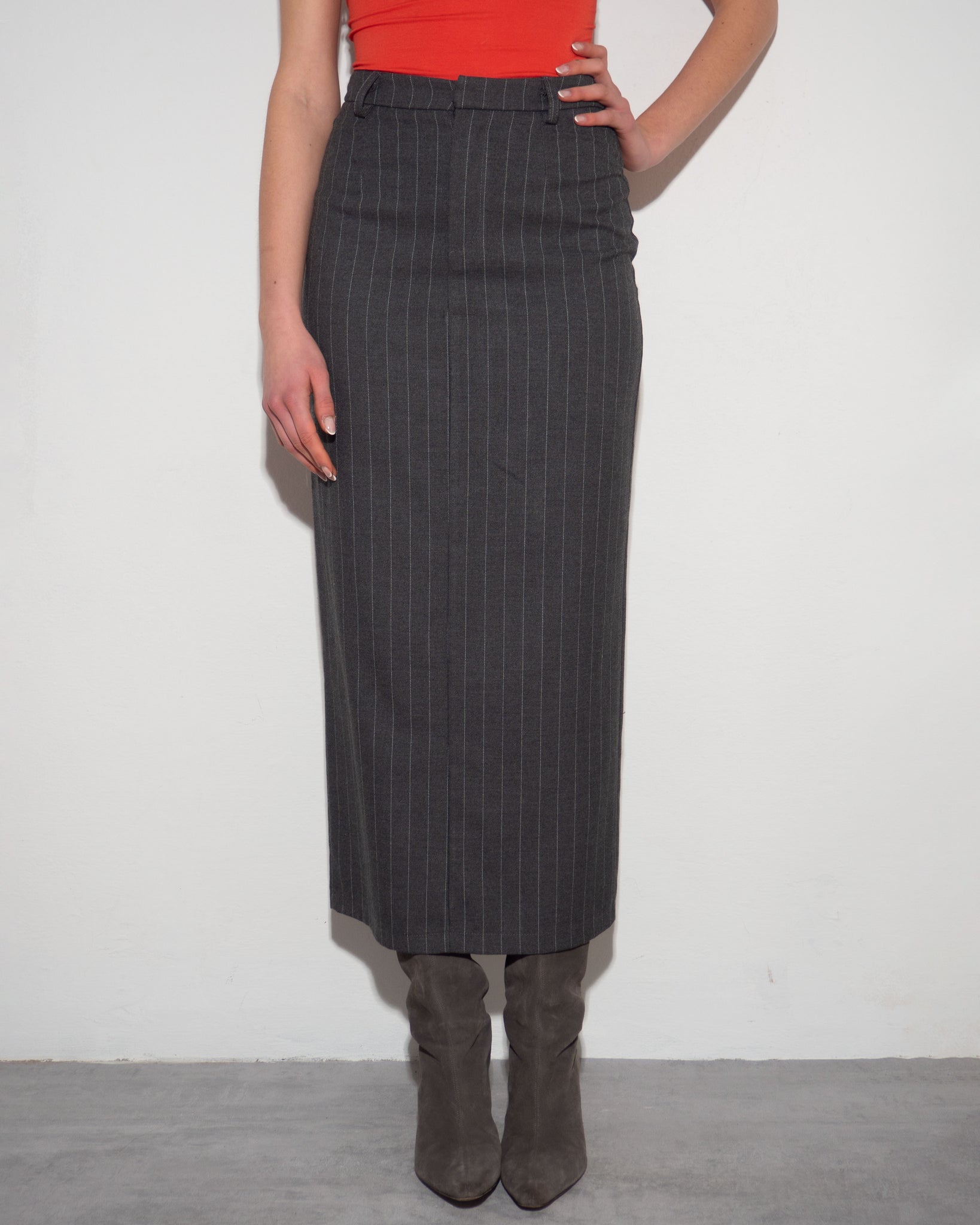 Pinstripe Tailored Skirt