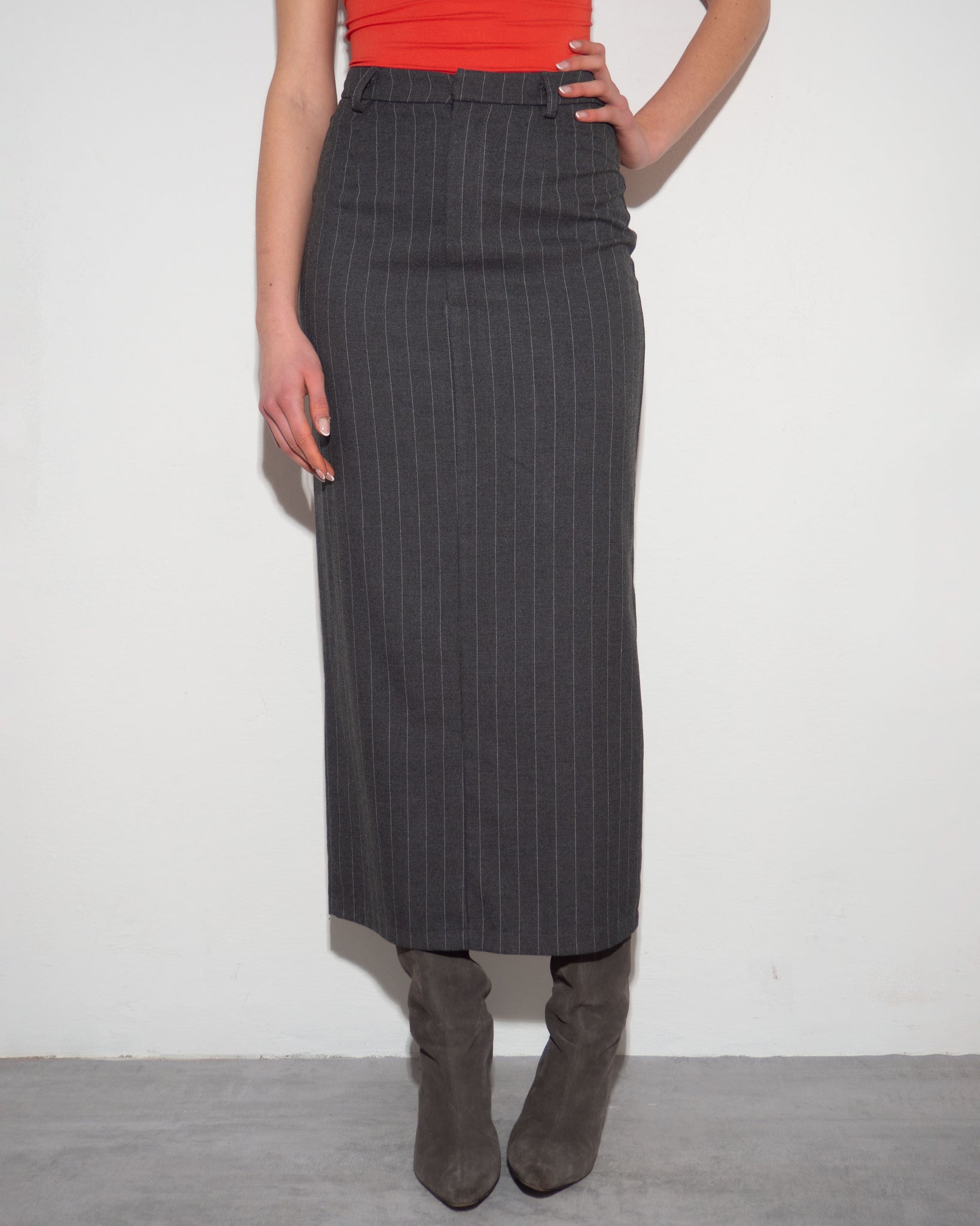 Pinstripe Tailored Skirt