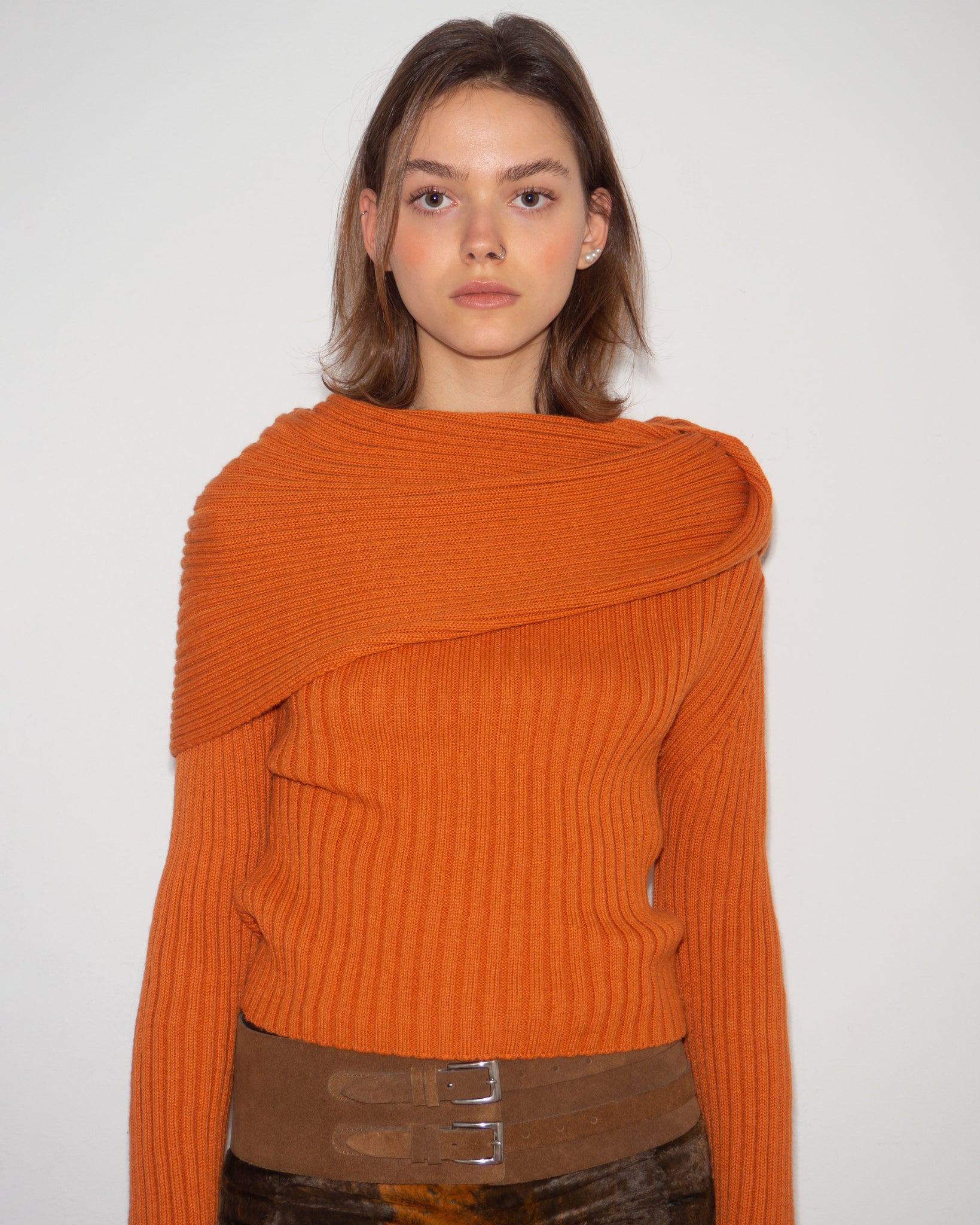 Asymmetric Collar Knit