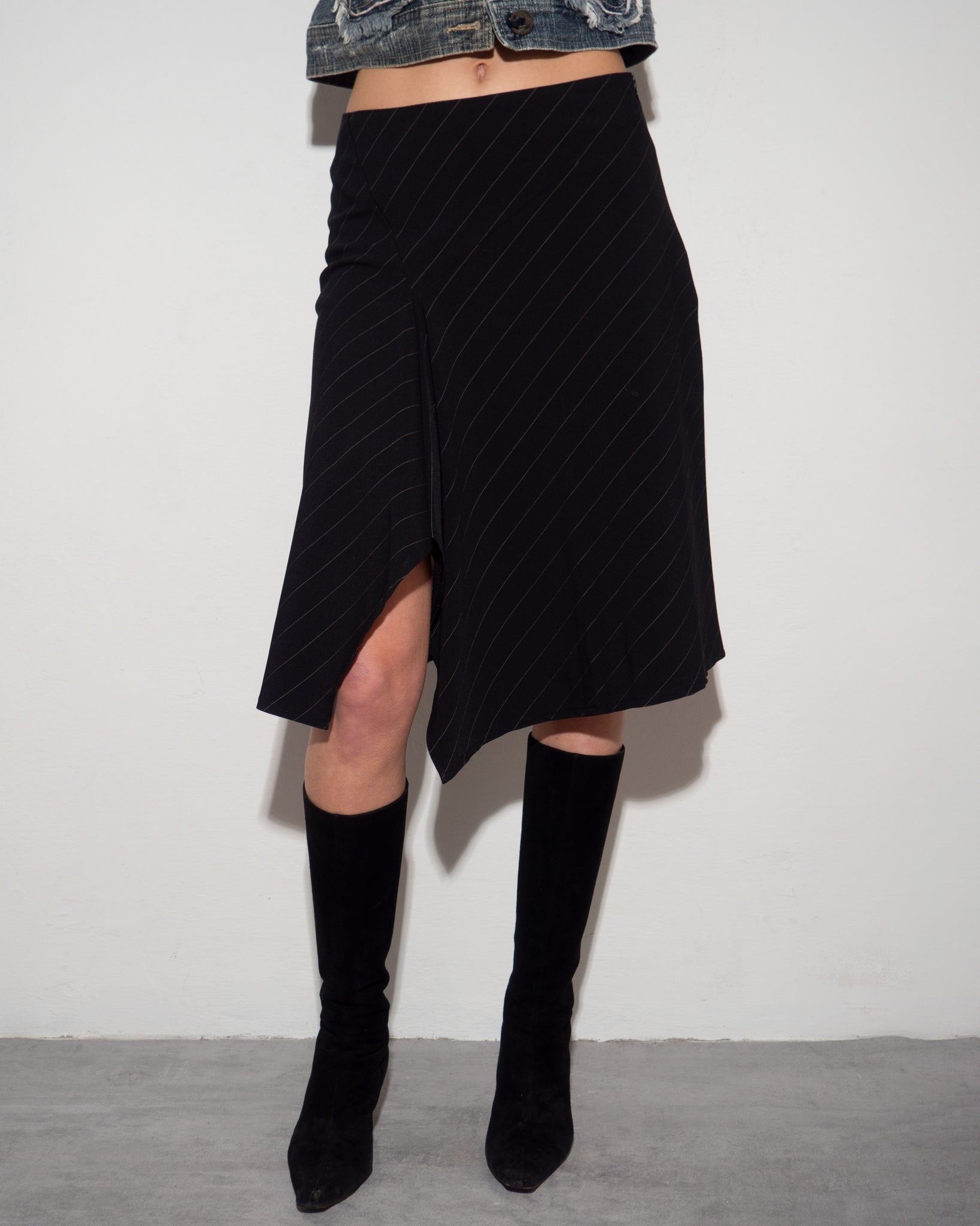 Pinstripe Asymmetric Skirt