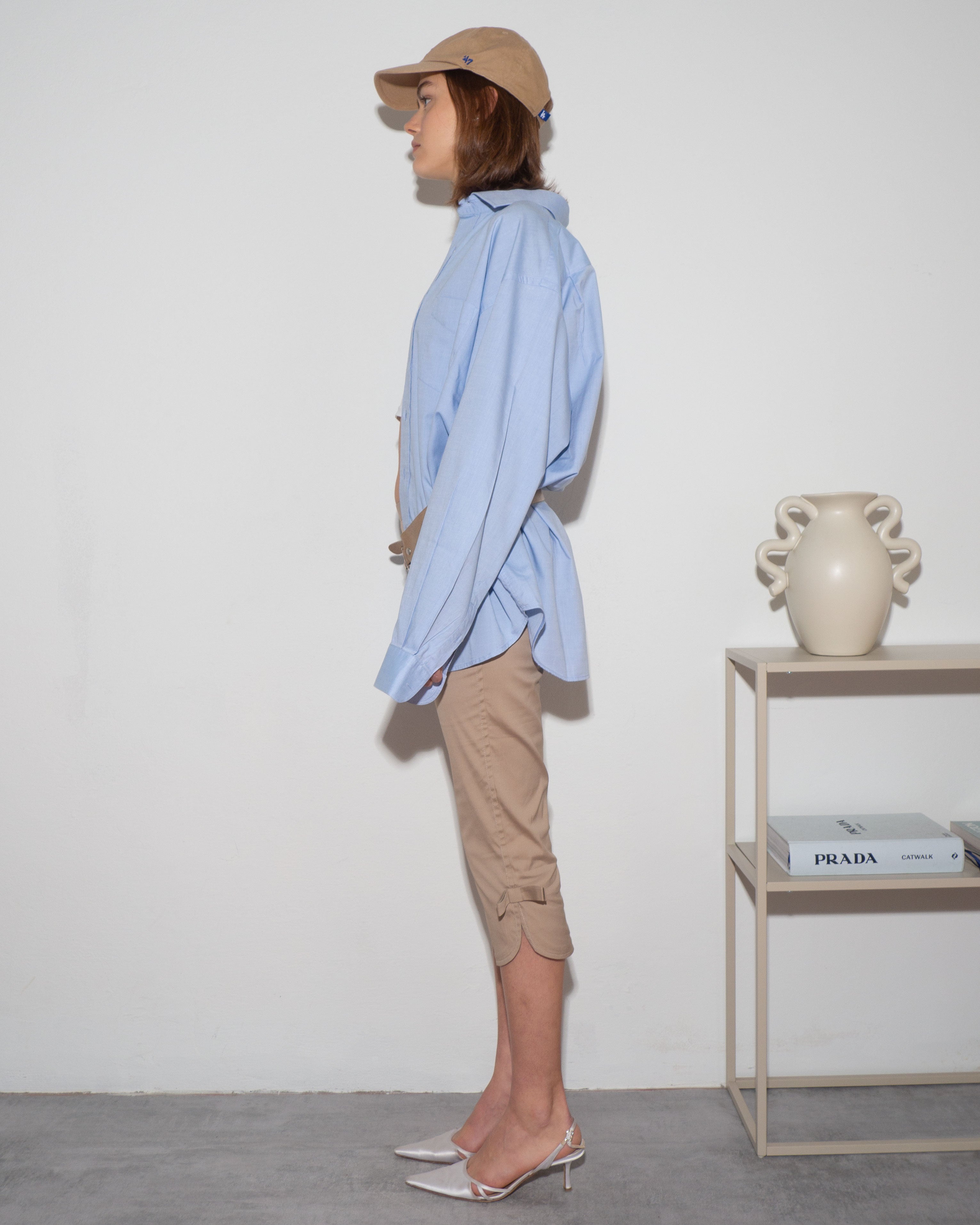 【I AM MARI】Miyu Half Slit Three Quarter Capri Pants Zemeta Mary Capris - Tan Capri Pants - Lace Capri Pants