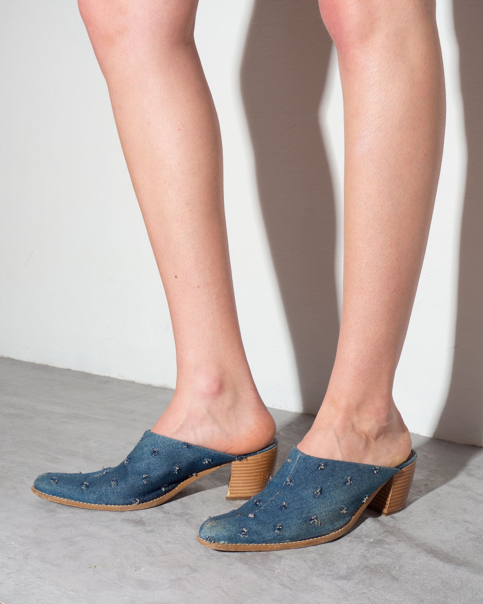 Denim Western Mules