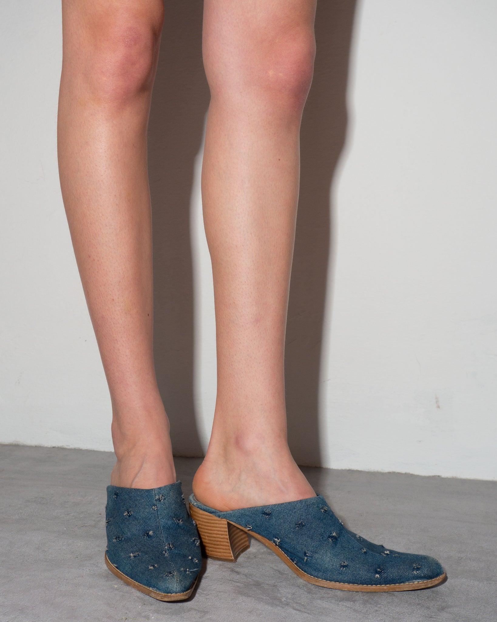 Denim Western Mules