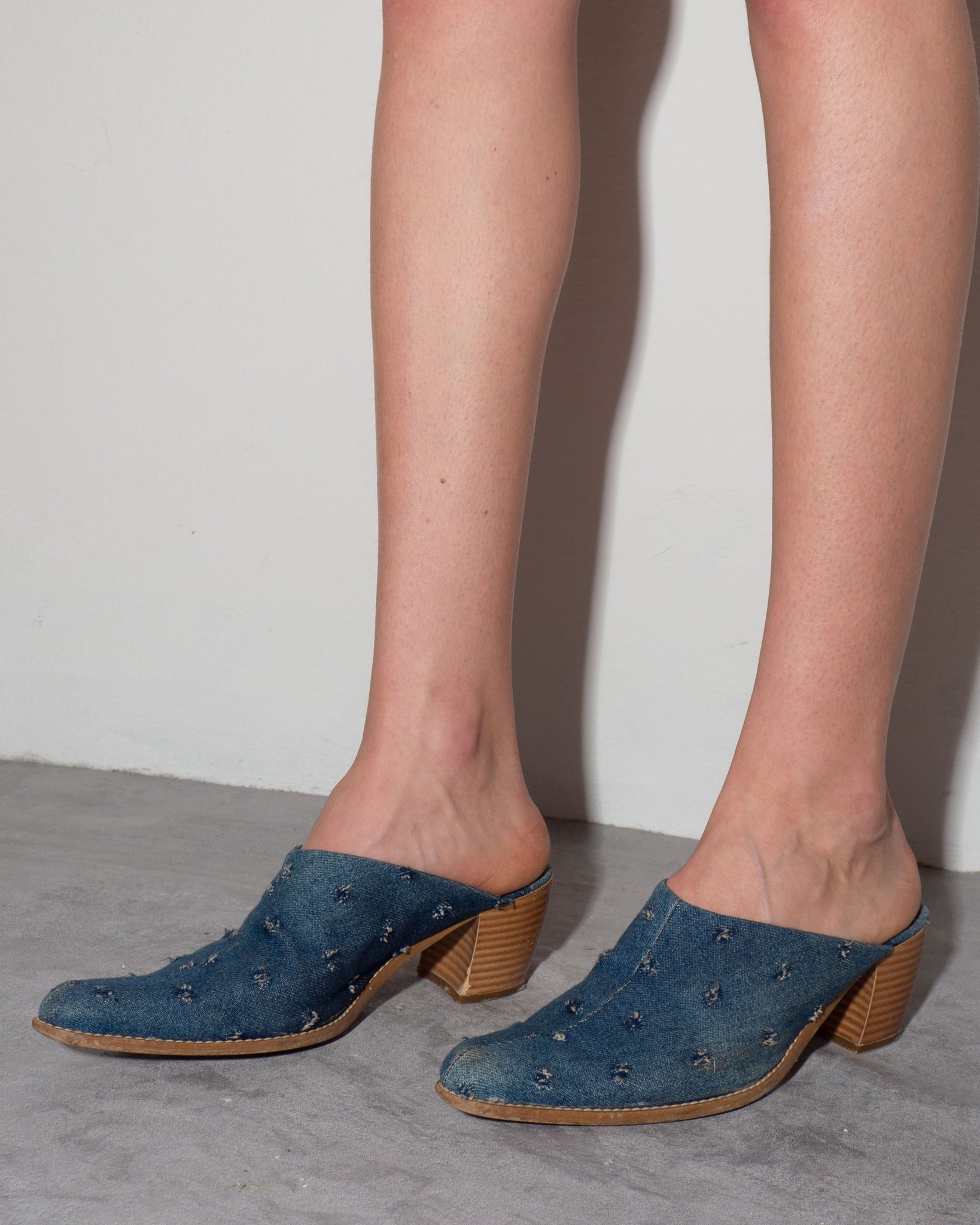 Denim Western Mules