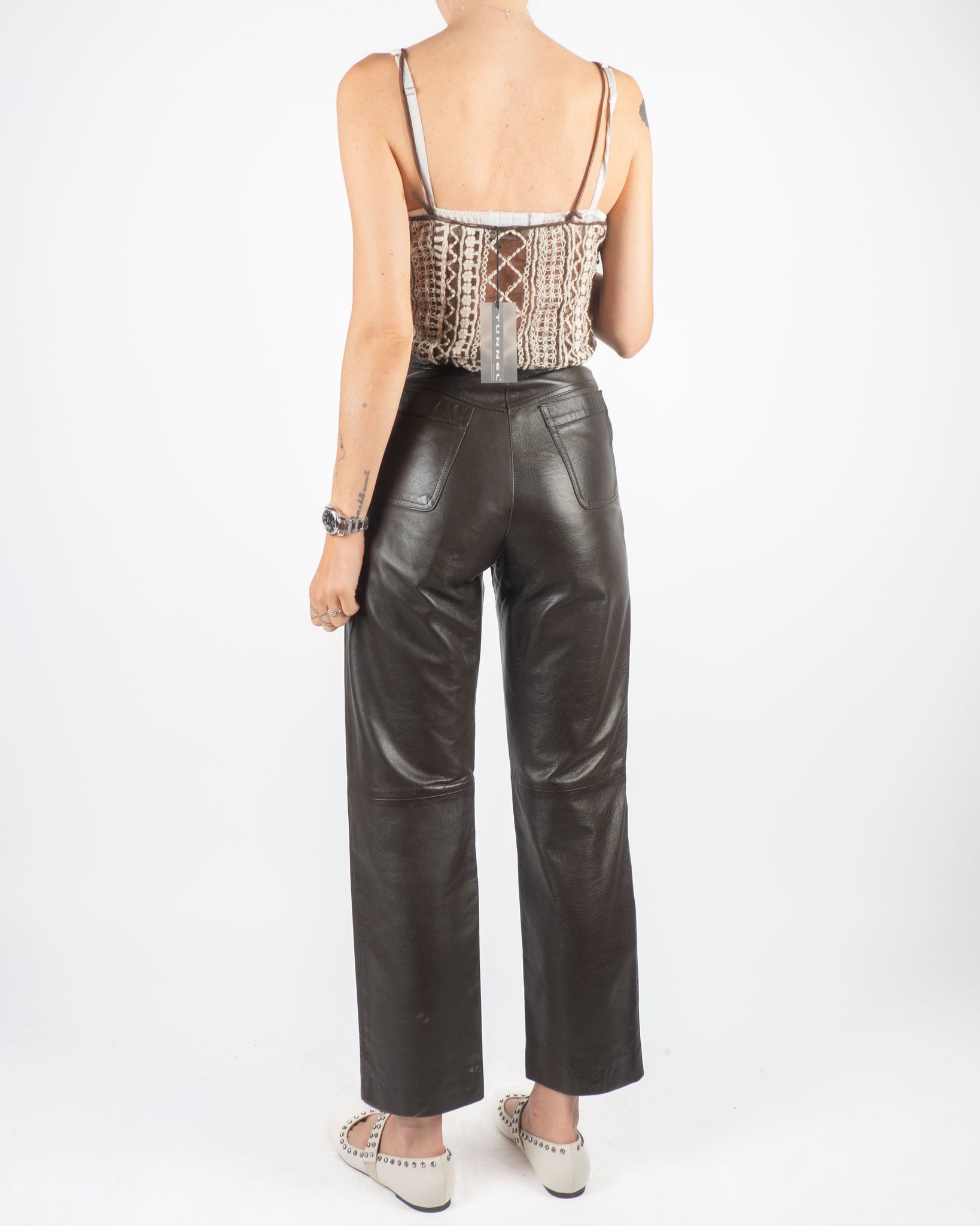 Khaki Leather Pants