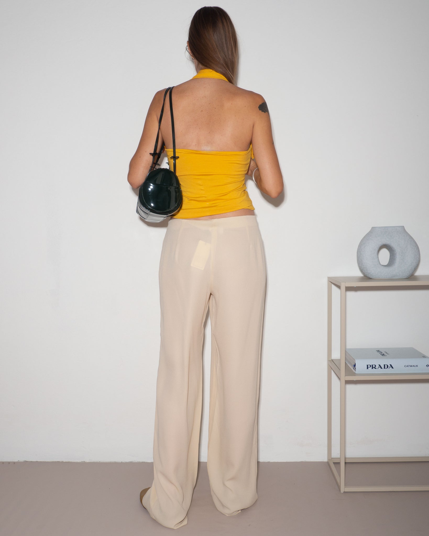 Beige Silk Pants