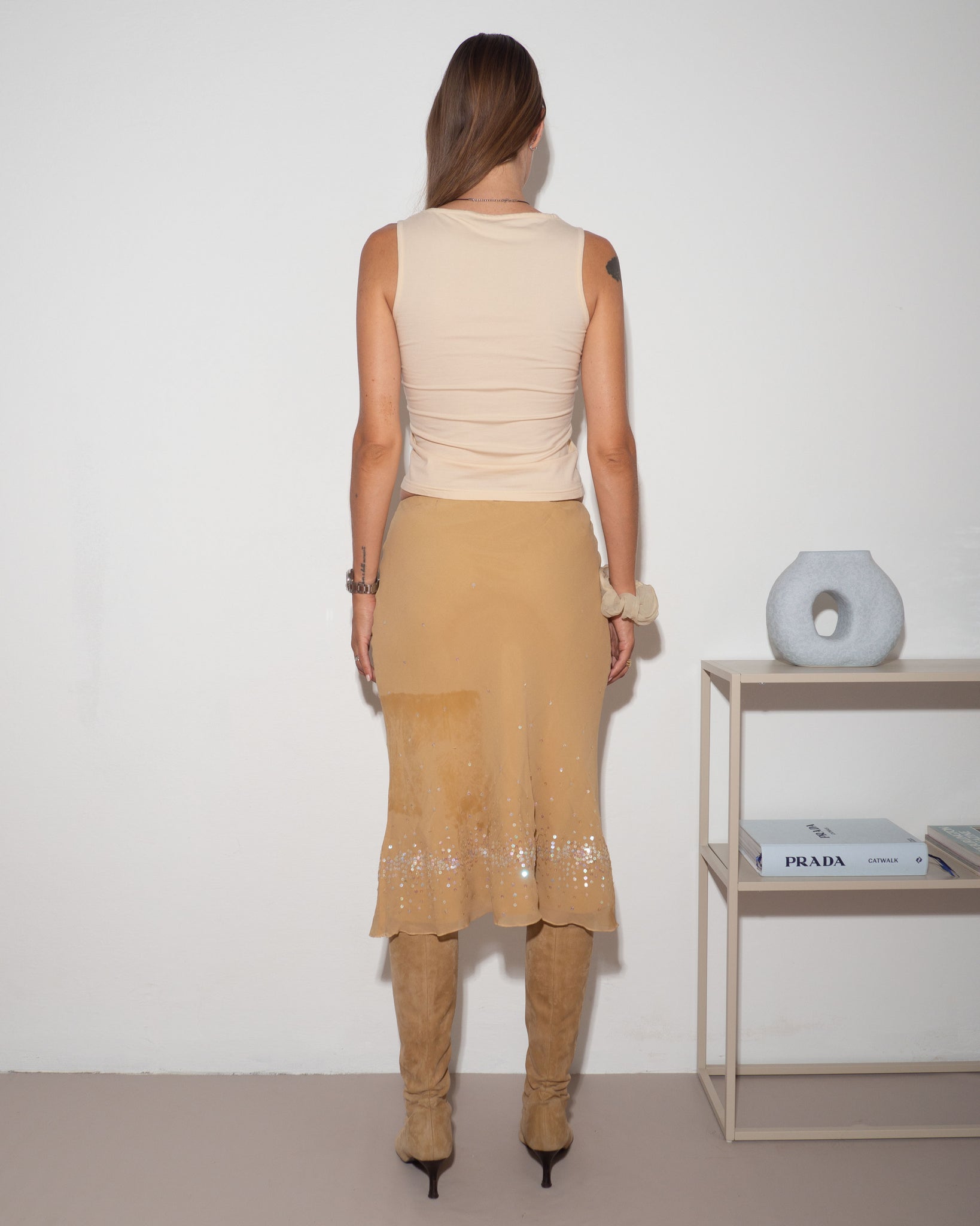 Sequin Silk Skirt