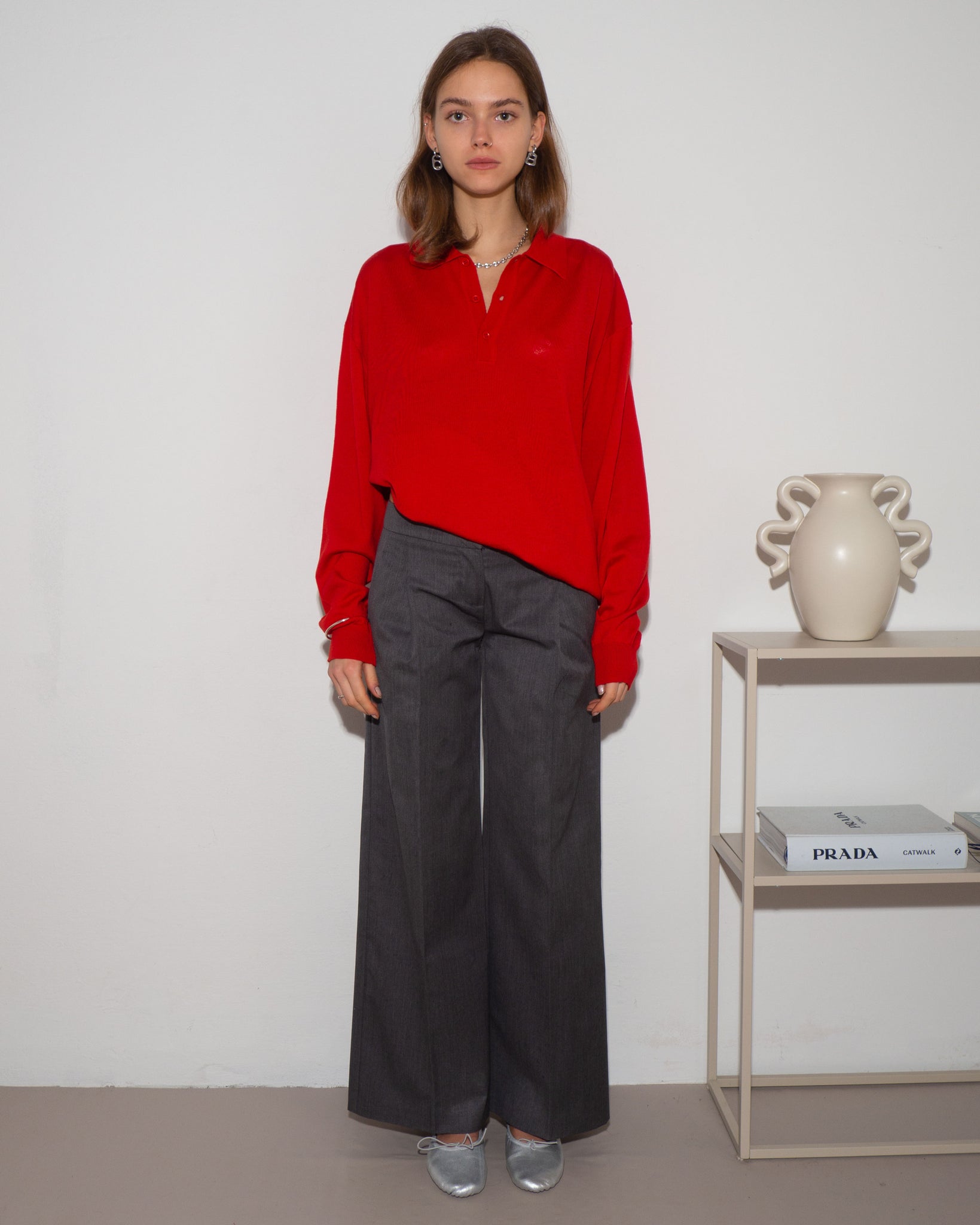 Pleated Low Rise Pants