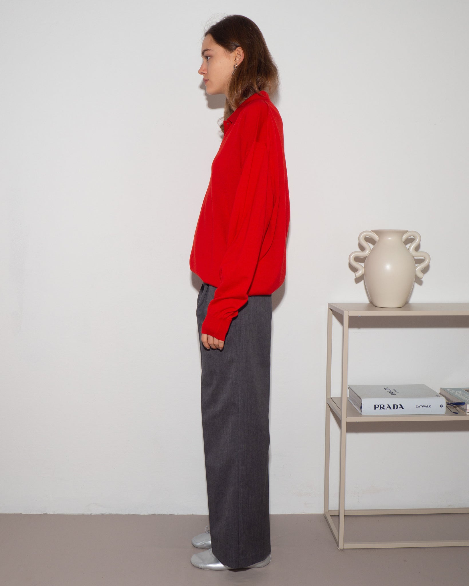 Pleated Low Rise Pants