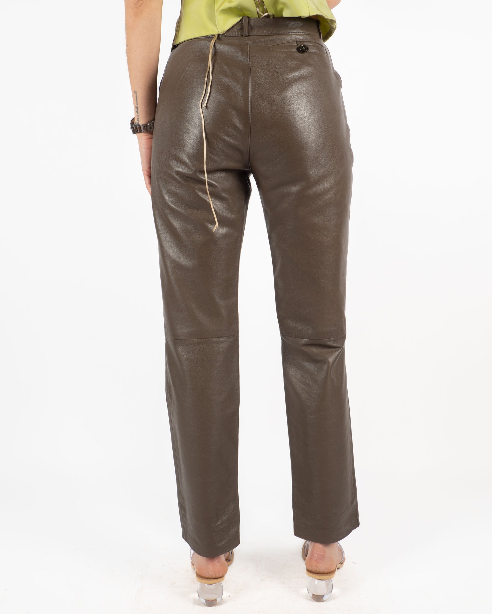 Khaki Leather Pants