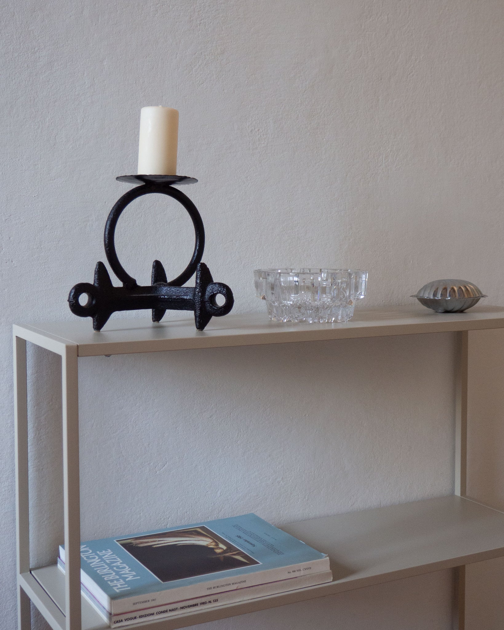 Brutalist Wrought Iron Candle Holder