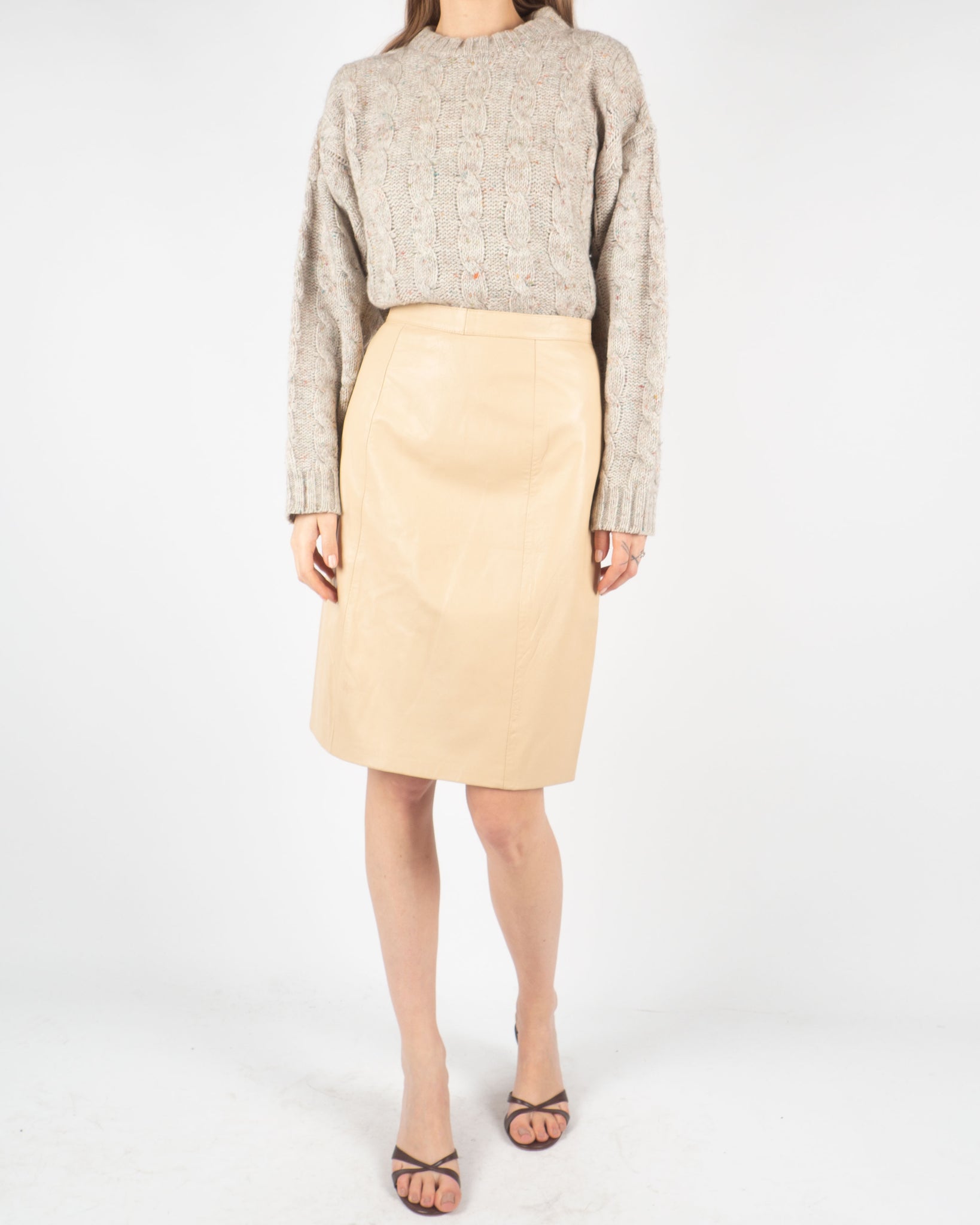 Beige Leather Skirt